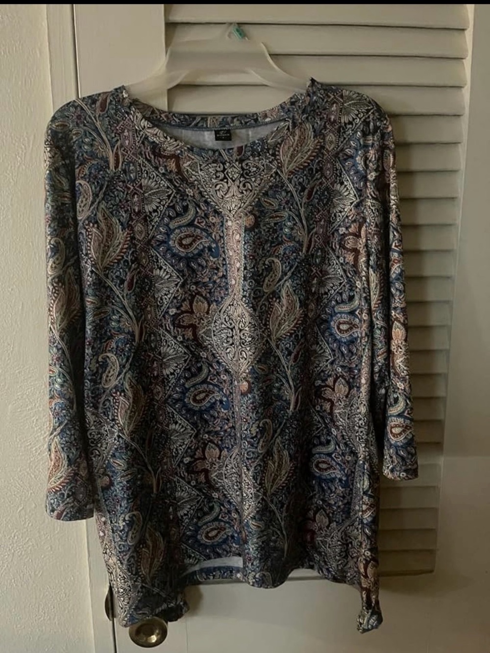 Paisley Print Long Sleeve Women’s Top - Blue Multi